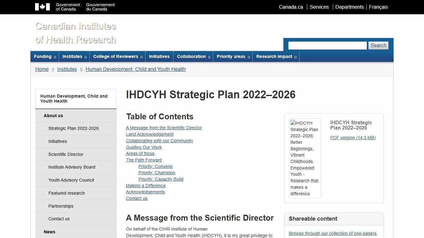 IHDCYH Strategic Plan 2022–2026 - CIHR